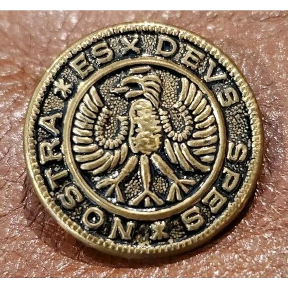 1" Hessian Soldier Button ESX DEVS SPES Nostra Teutonic Eagle Military Collector